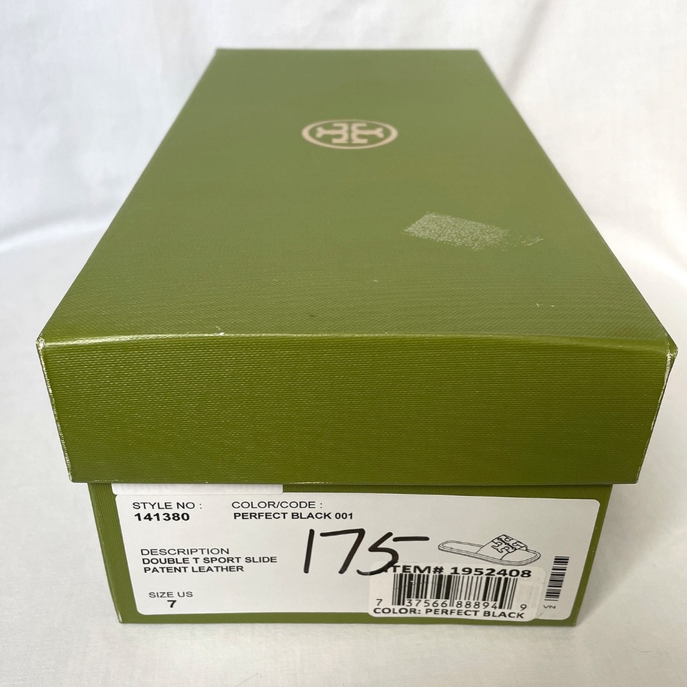 Tory Burch Double T Sport Slide Patent Leather Black 7 - Picture 11 of 11